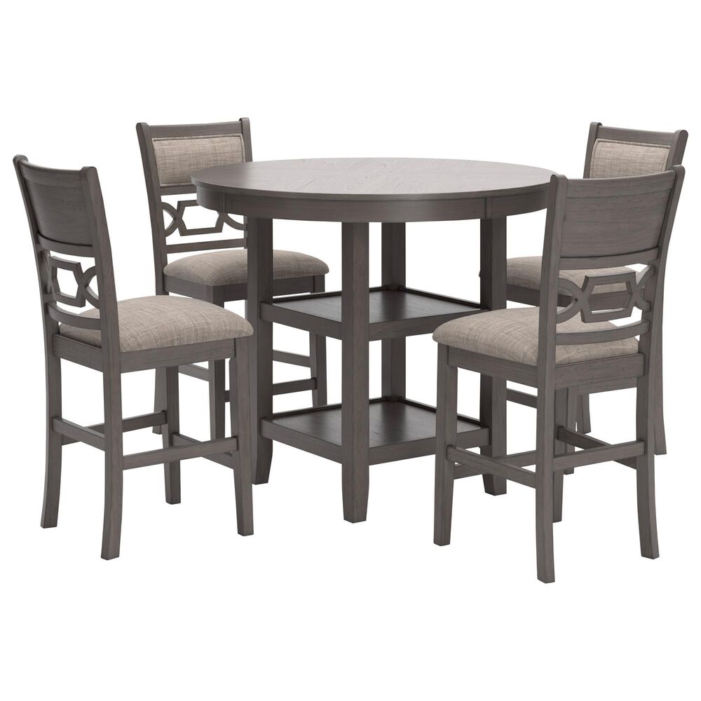 Ashley Wrenning 5-Piece Counter Height Dining Set in Light Gray, , large