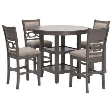 Ashley Wrenning 5-Piece Counter Height Dining Set in Light Gray, , large