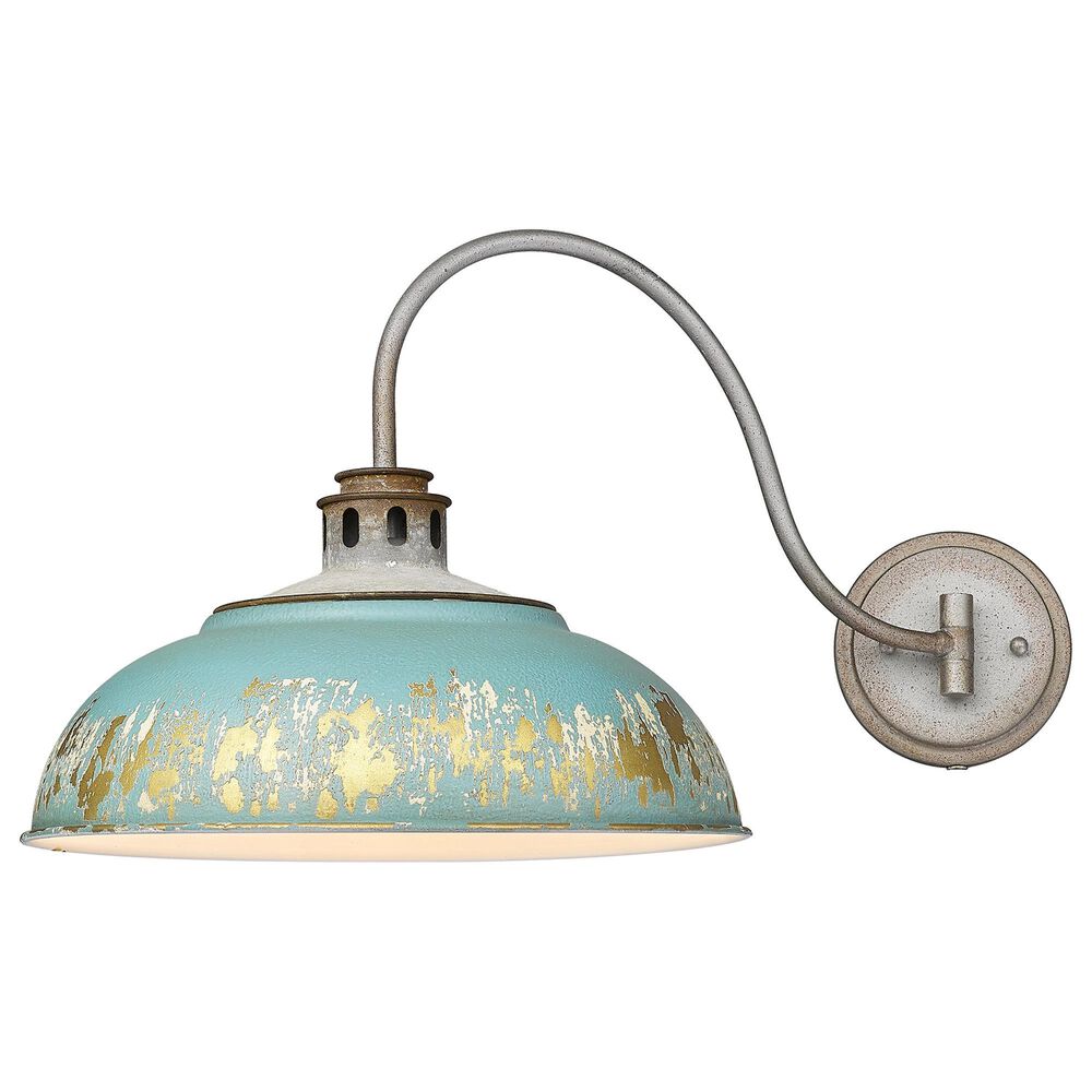 Golden Lighting Kinsley 1-Light Wall Sconce with Antique Teal Shade in Aged Galvanized Steel, , large
