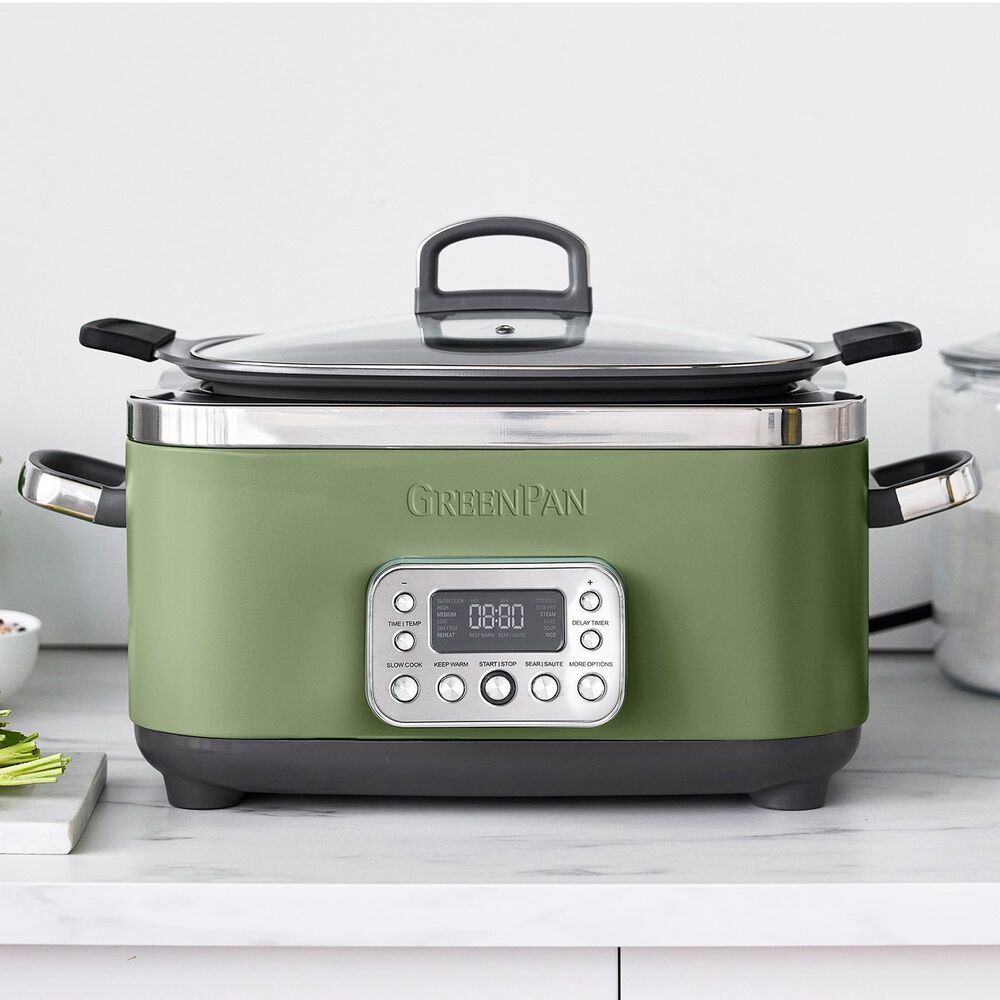 Green Pan Elite 14-In-1 6 Quart Slow Cooker in Sage Green, , large