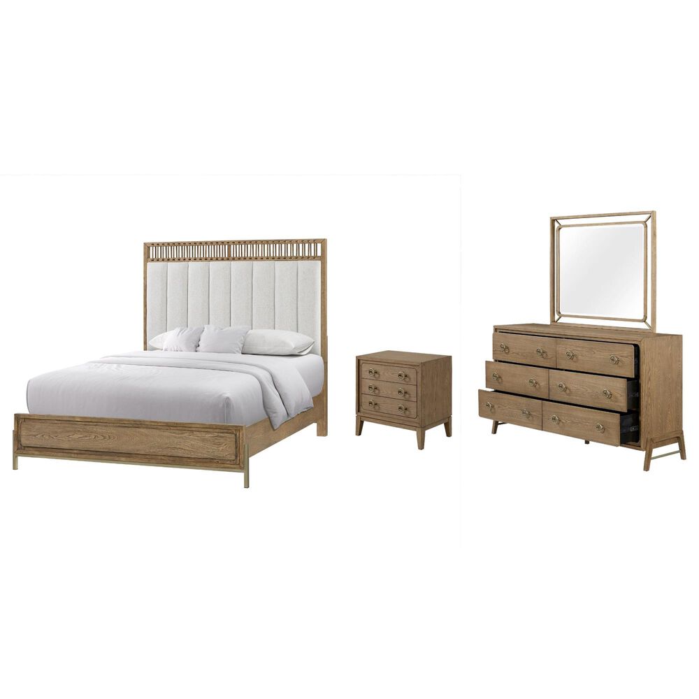 Sterling Timber Elure 4 Piece King Upholstered and Strap Panel Bedroom Set in Latte, , large