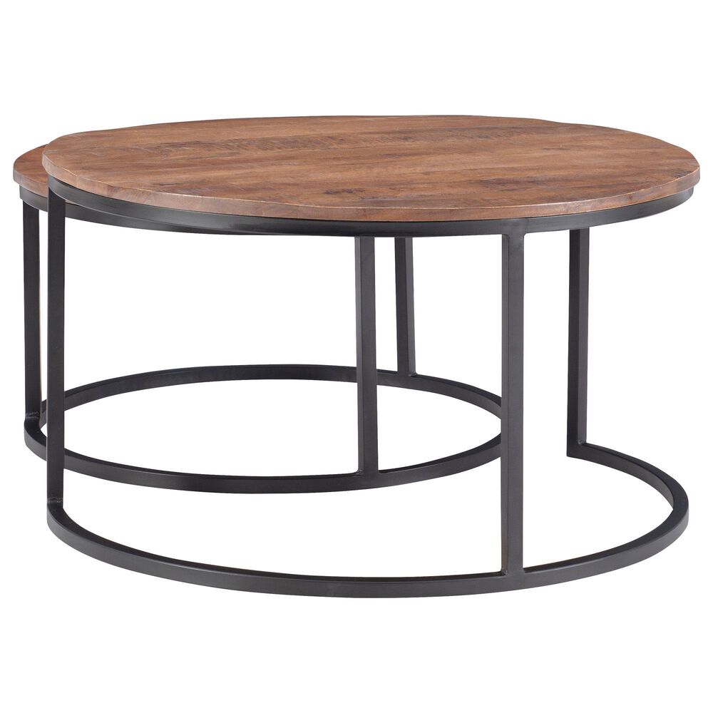 Linon Home Decor Weston 2-Piece Nesting Coffee Table Set in Brown and Black, , large