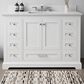 Lexora Home Dukes 48" Single Bathroom Vanity in White with 2 cm White Cultured Marble Top and Rectangular Sink, , large