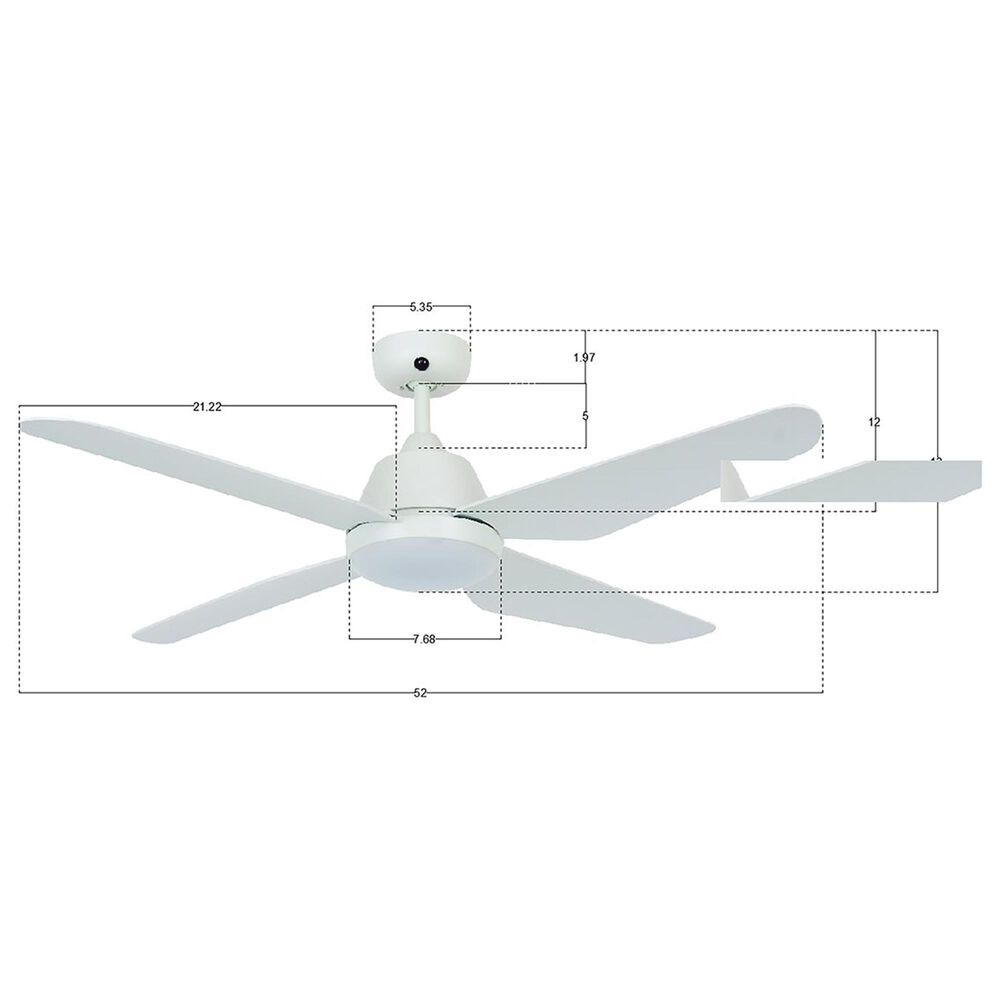 Beacon Lighting Aria 52&quot; Indoor LED Light with Remote Ceiling Fan in White, , large