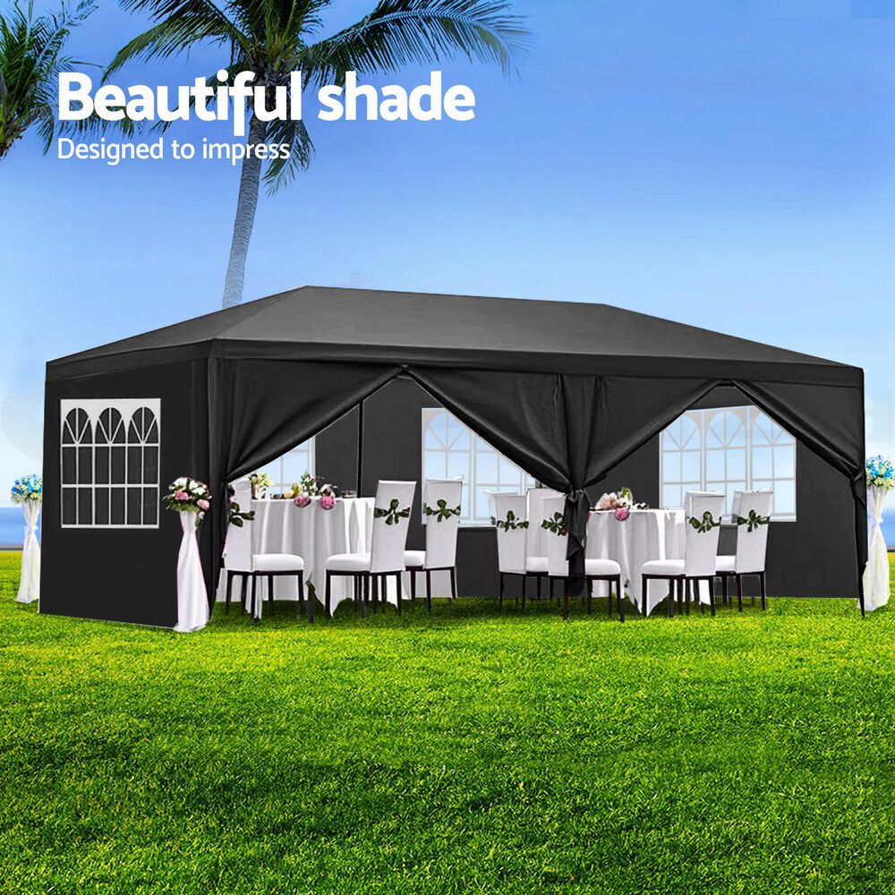 HOMLUX 10' x 20' Outdoor Canopy Gazebo with Sidewalls for Party in Black, , large