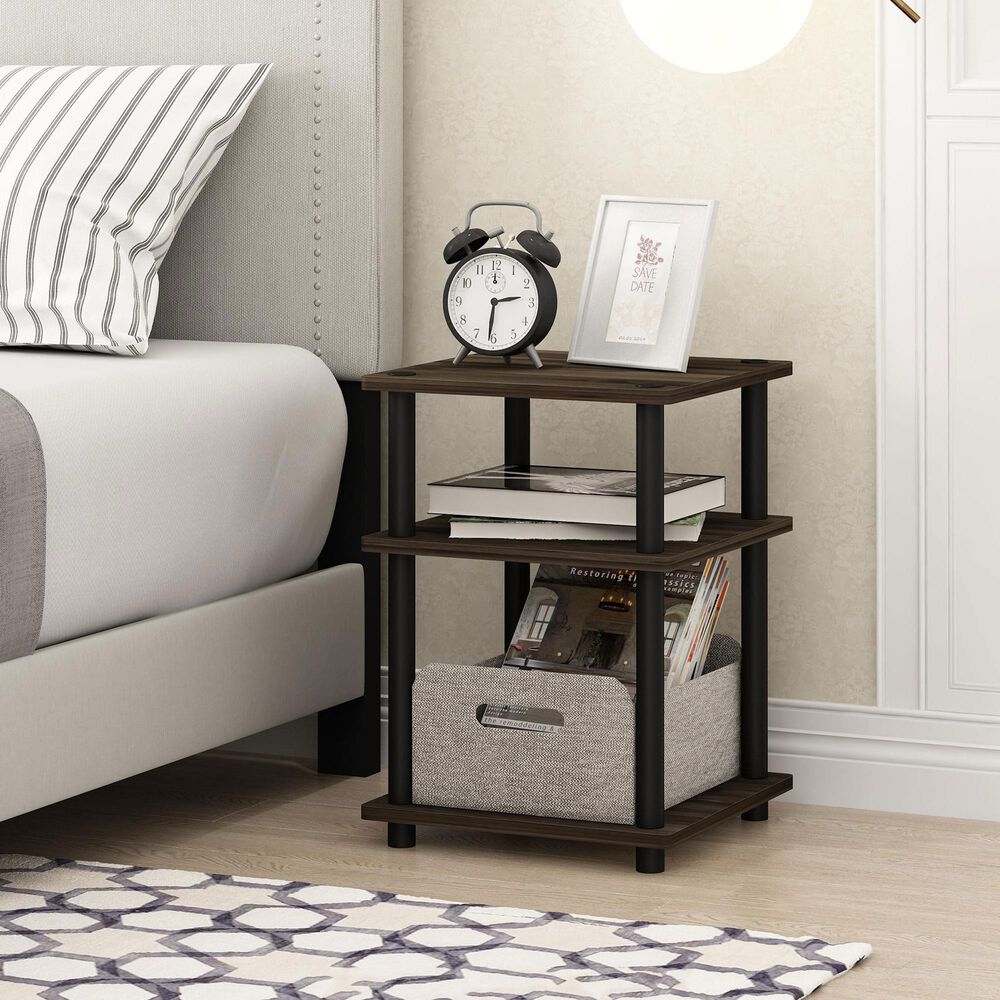 HOMLUX 3-Tier Side Table in Columbia Walnut and Black, , large