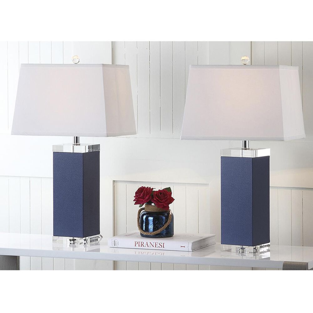 Safavieh Deco 27" Leather Table Lamp in Navy (Set of 2), , large