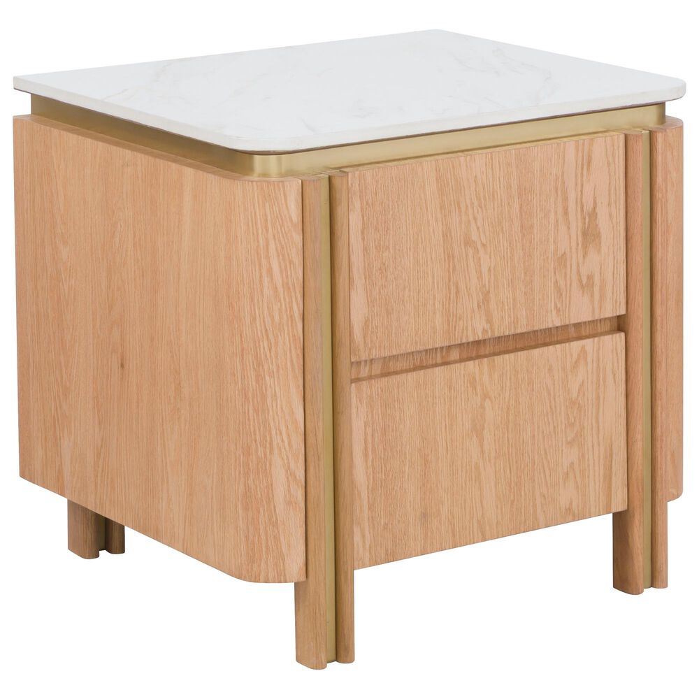 Fairfield Chair Portobello Rectangular End Table in White, Light Brown and Brushed Brass, , large