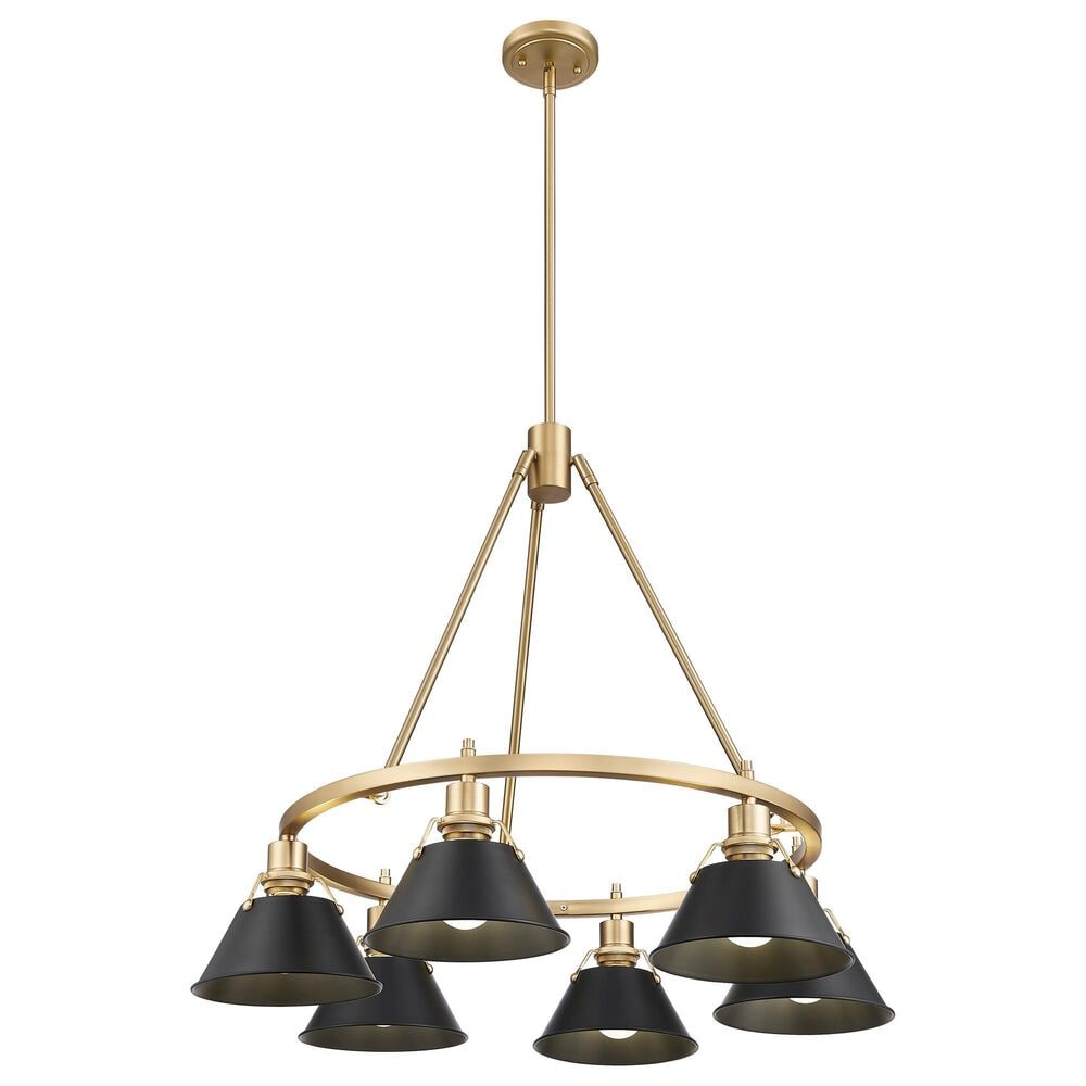Golden Lighting Orwell 6-Light Chandelier with Matte Black Shade in Brushed Champagne Bronze, , large