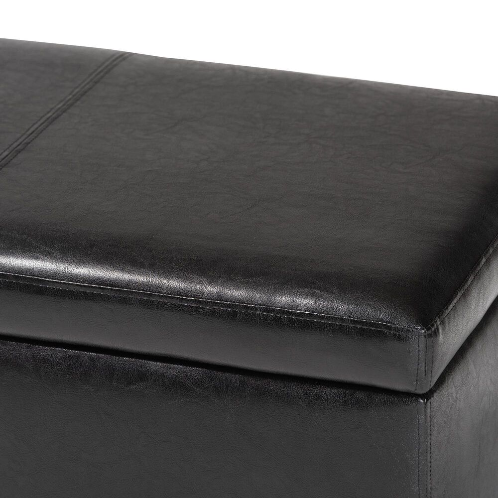 Baxton Studio Dennehy Storage Ottoman in Black, , large