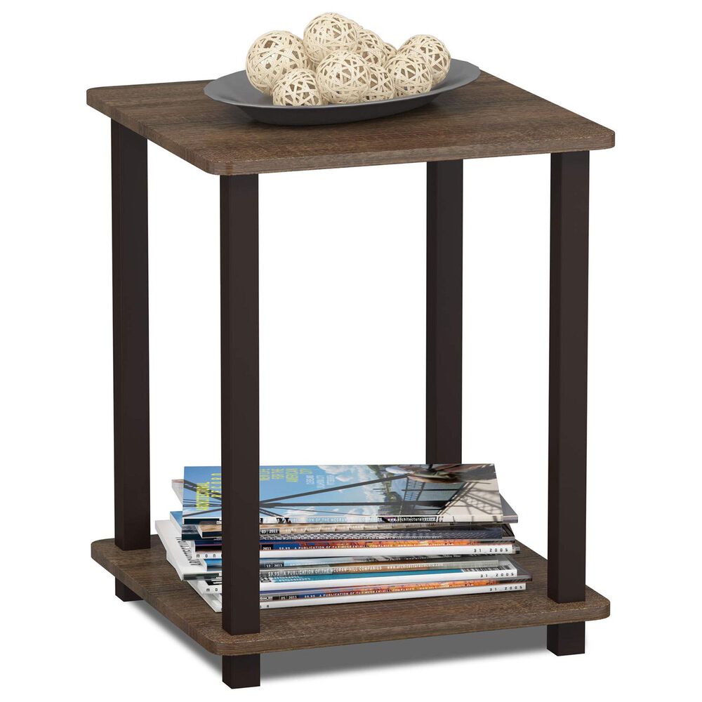 HOMLUX 2-Tier End Table in Walnut and Brown (Set of 2), , large