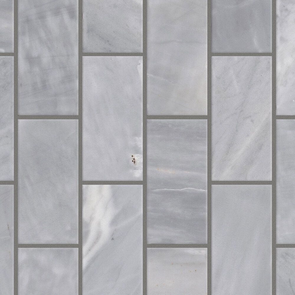 Shaw Eterna Como Bardiglio 2" x 4" on 12" x 12.5" Natural Stone Mosaic Sheet, , large
