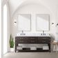 Lexora Home Norwalk 72" Double Bathroom Vanity in Brown Oak with White Cultured Marble Top  and Rectangle Sink, , large