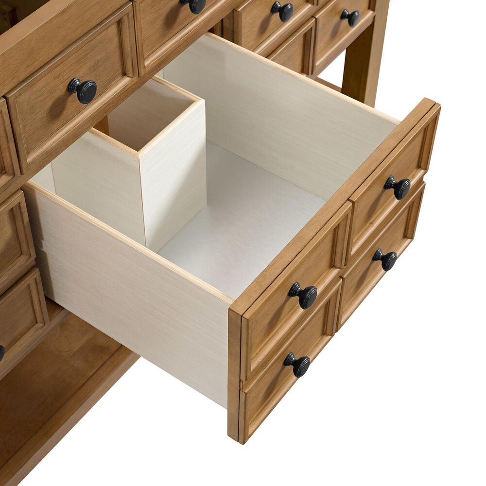 James Martin Vanities Malibu 60" Single Bathroom Vanity in Amber Birch with 3 cm White Zeus Quartz Top and Rectangular Sink, , large