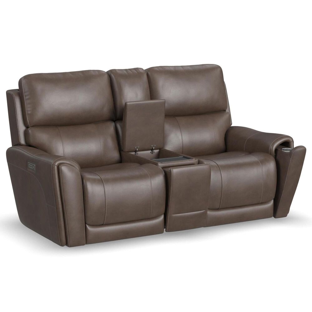 Flexsteel Carter Power Reclining Sofa and Loveseat Set in Cappuccino Brown, , large