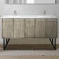 Lexora Home Lancy 60" Double Bathroom Vanity in Rustic Acacia with 2 cm White Quartz Top and Rectangular Sinks, , large