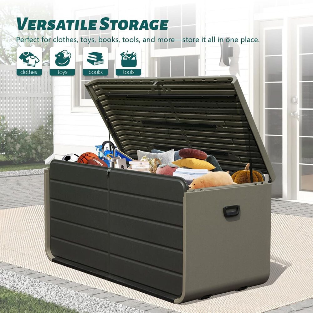 HOMLUX 200-Gallon Outdoor Storage Deck Box in Gray, , large