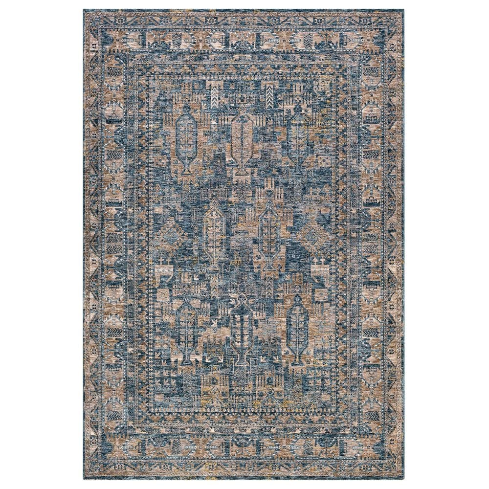Surya Mirabel 10" x 14" Navy, Denim, Cream, Brown, Saffron, Taupe and Gray Area Rug, , large