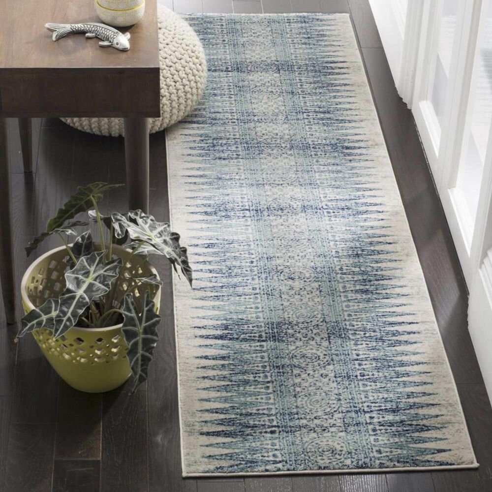 Safavieh Evoke EVK226T 2"2" x 11" Ivory and Turquoise Runner, , large