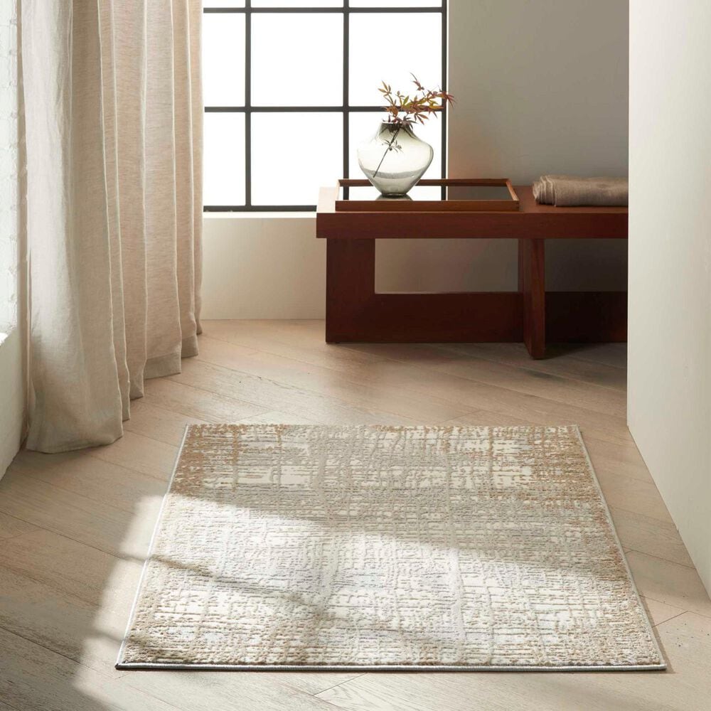 Nourison Rush 2&#39;2&quot; x 3&#39;9&quot; Ivory and Taupe Area Rug, , large