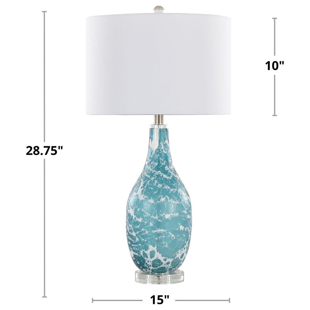 LumiSource Rocca Glass Table Lamp in Sapphire Blue, White, Brushed Nickel and Clear (Set of 2), , large