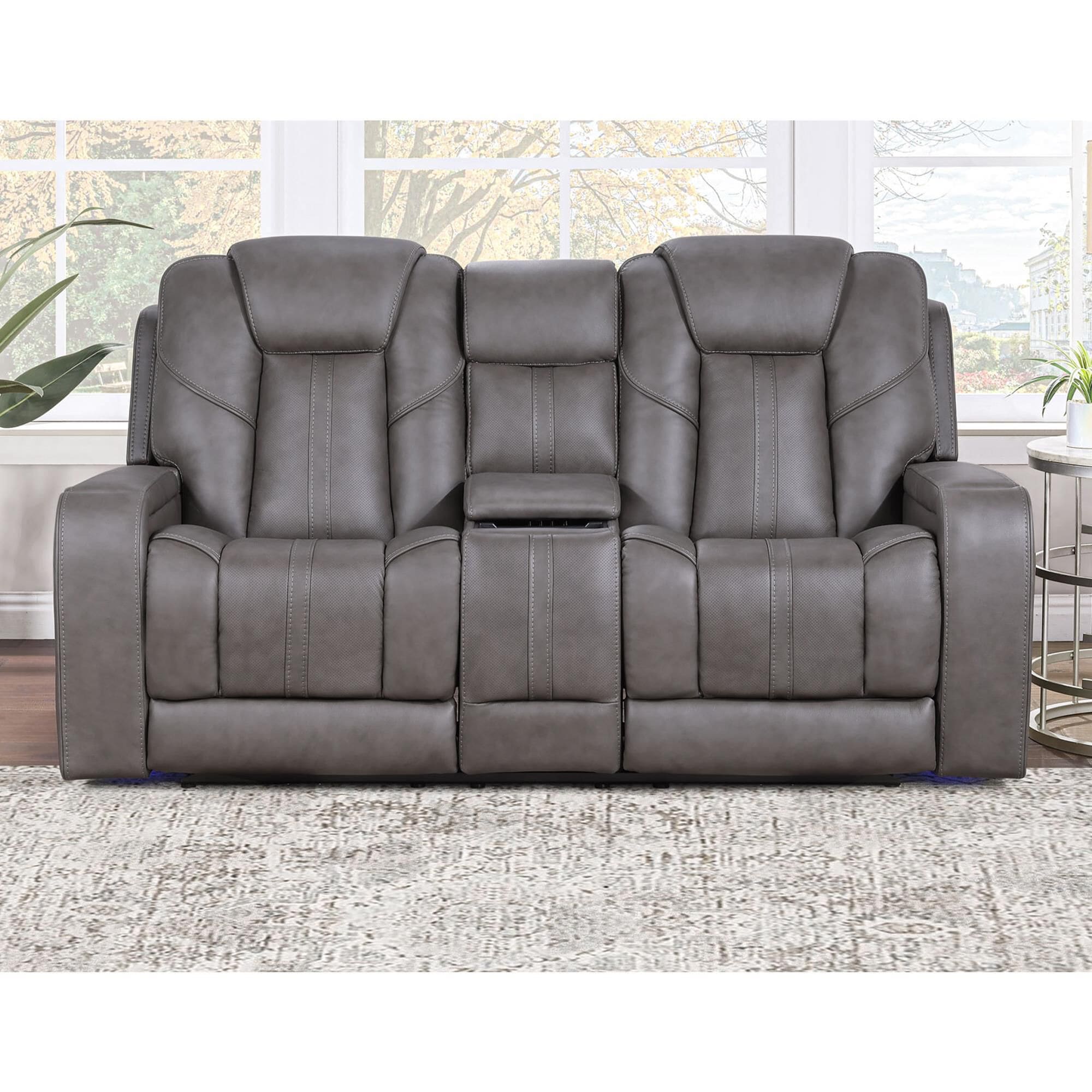 Crystal City Daniel Triple Power Reclining Loveseat in Mossy Gray