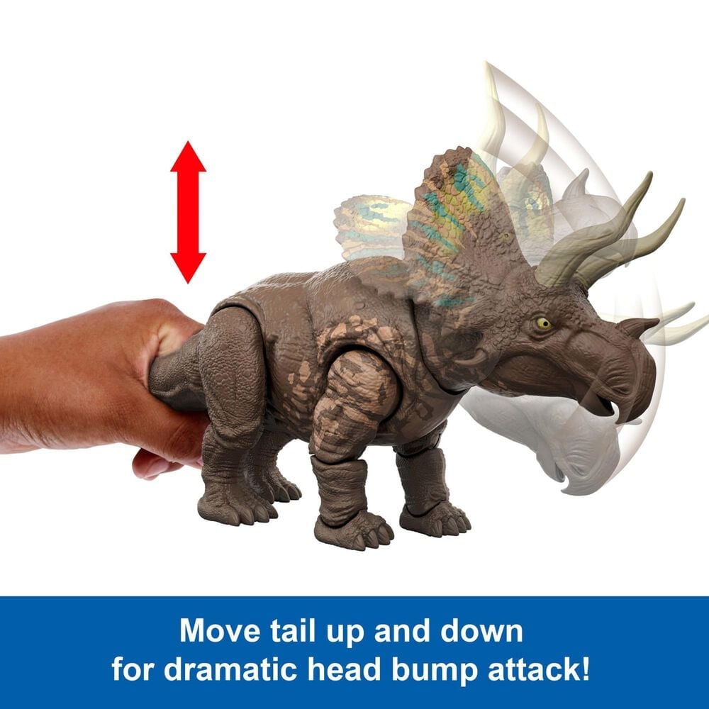 Jurassic World Rebirth Gigantic Thrashers Eotriceratops Dinosaur Action Figure in Multicolor, , large
