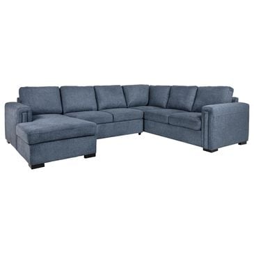 Tuscany Grove Paisley 3-Piece Stationary Pull Out Sofa Sectional with Storage Chaise in Impact Denim, , large