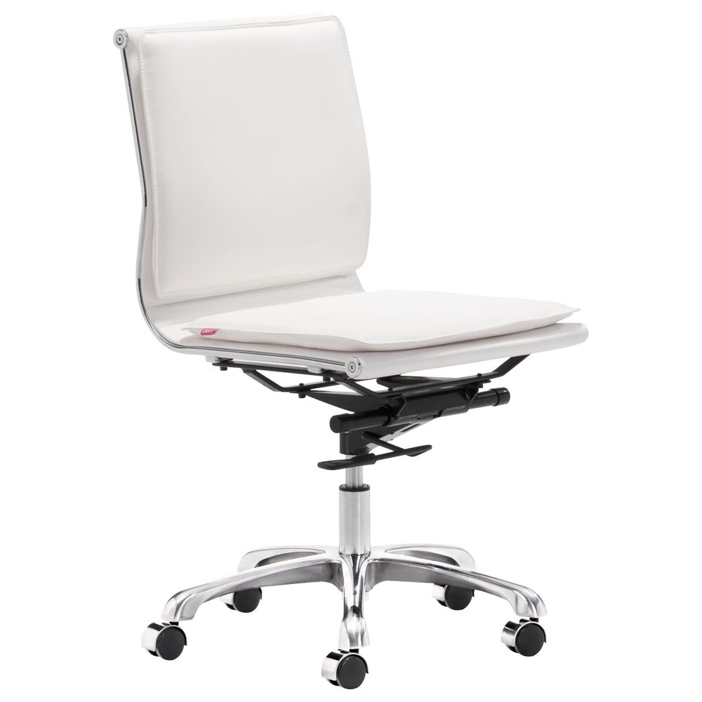 Zuo Modern Lider Plus Office Chair in White and Silver, , large