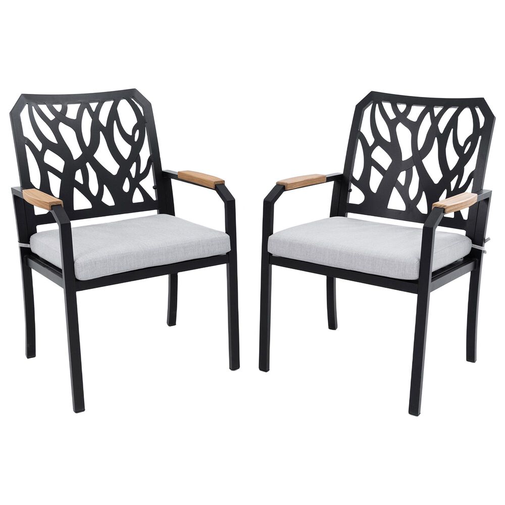Hearth and Haven Patio Dining Chair with Branch-Like Backrest in Bourbon Brown (Set of 2), , large