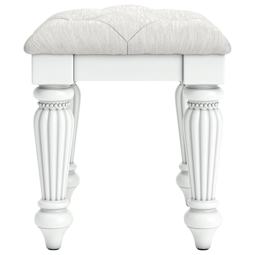 Ashley Kozlani Upholstered Vanity Stool in Matte White, , large