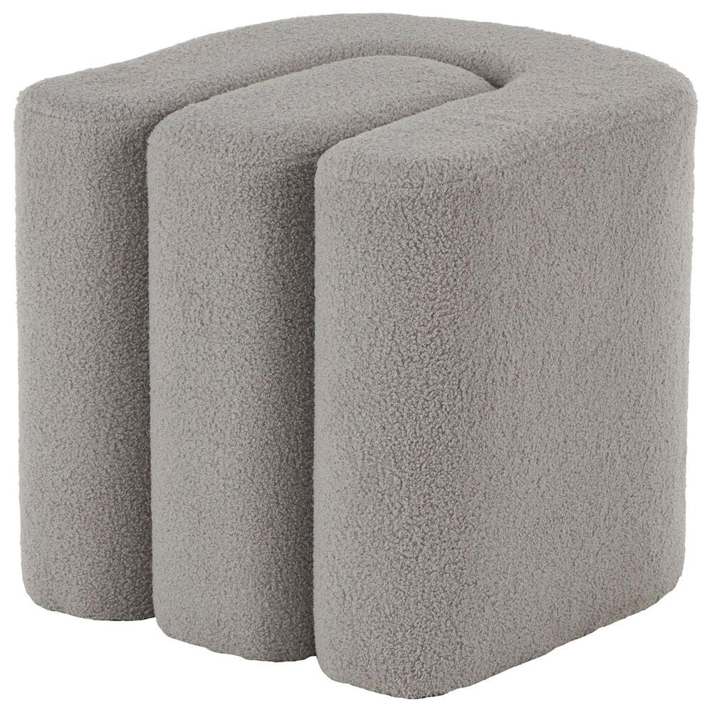 Maple and Jade 18" Boucle Accent Ottoman in Gray, , large