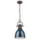 Golden Lighting Duncan 1-Light Small Pendant with Chain and Matte Navy Shade in Rubbed Bronze, , large