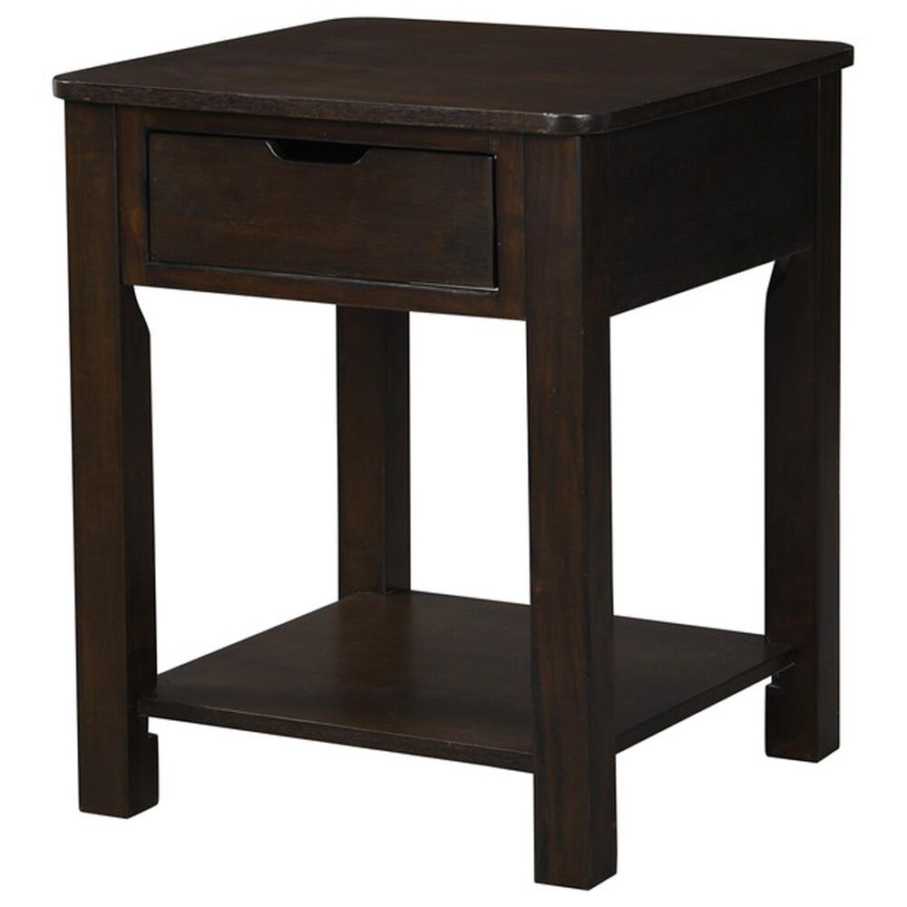 HOMLUX 20" End Table with Drawer in Dark Brown, , large