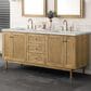 James Martin Vanities Laurent 72" Double Bathroom Vanity in Light Natural Oak with 3 cm Eternal Jasmine Pearl Silestone Top, Rectangular Sinks and FreePower Wireless Charger, , large
