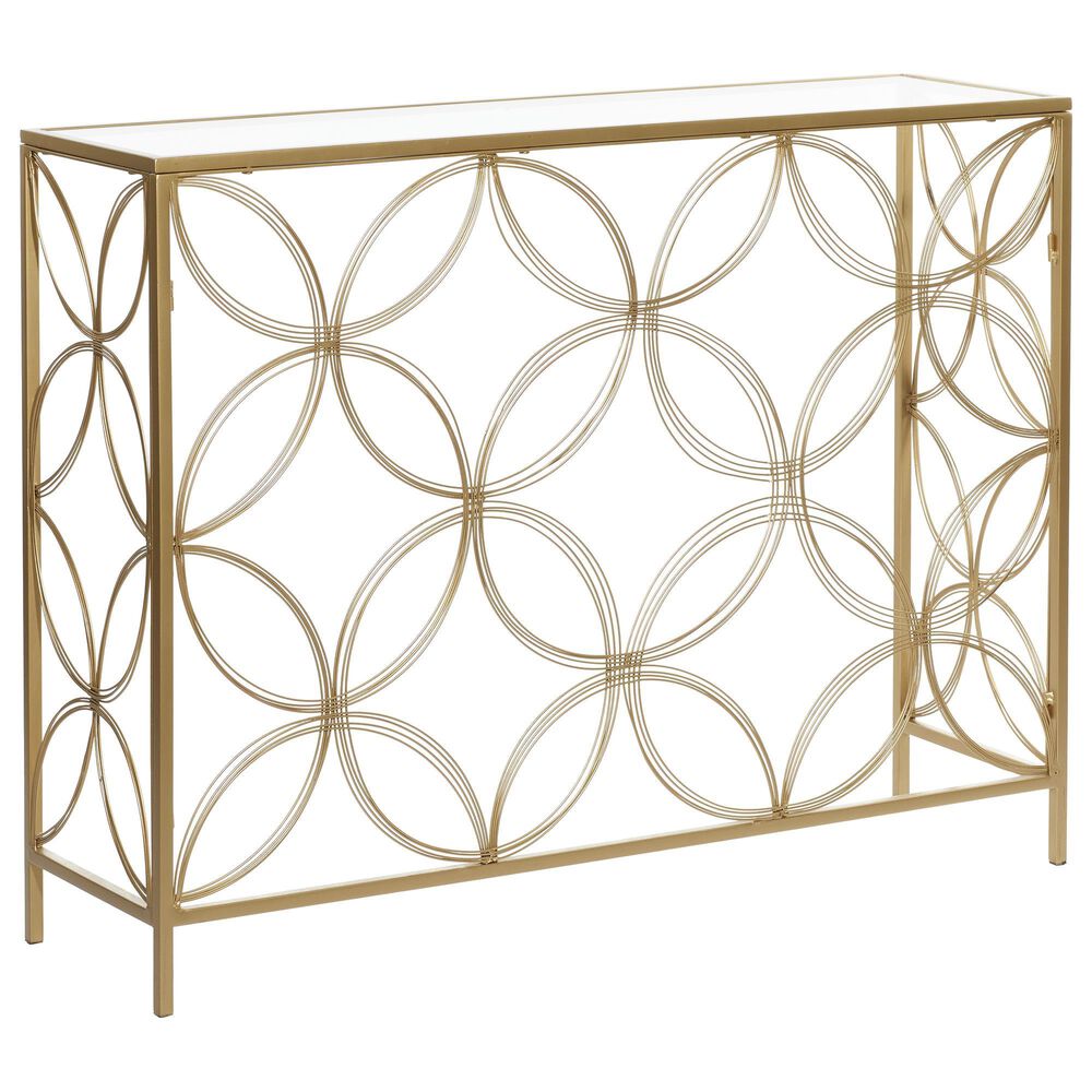 Maple and Jade Contemporary Console Table in Matte Gold, , large