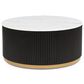 Crown Mark Kara Coffee Table with Casters in White Marble, Black and Gold, , large