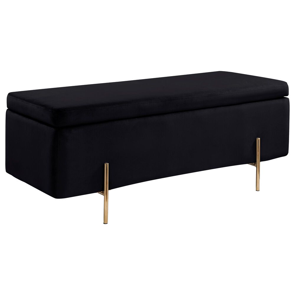 Lilola Home Emma Storage Bench in Black Velvet, , large