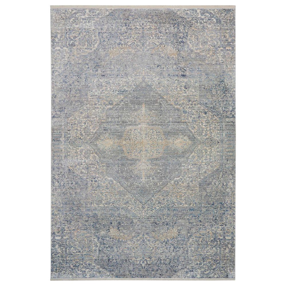 Nourison Lustrous Weave LUW04 5"3" x 7"9" Blue and Grey Area Rug, , large