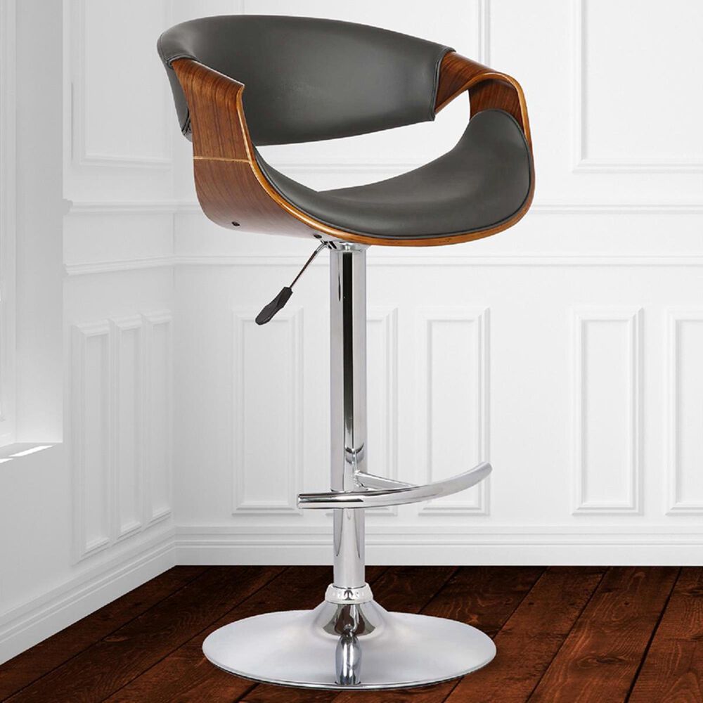 Blue River Butterfly Adjustable Swivel Bar Stool in Gray and Walnut, , large