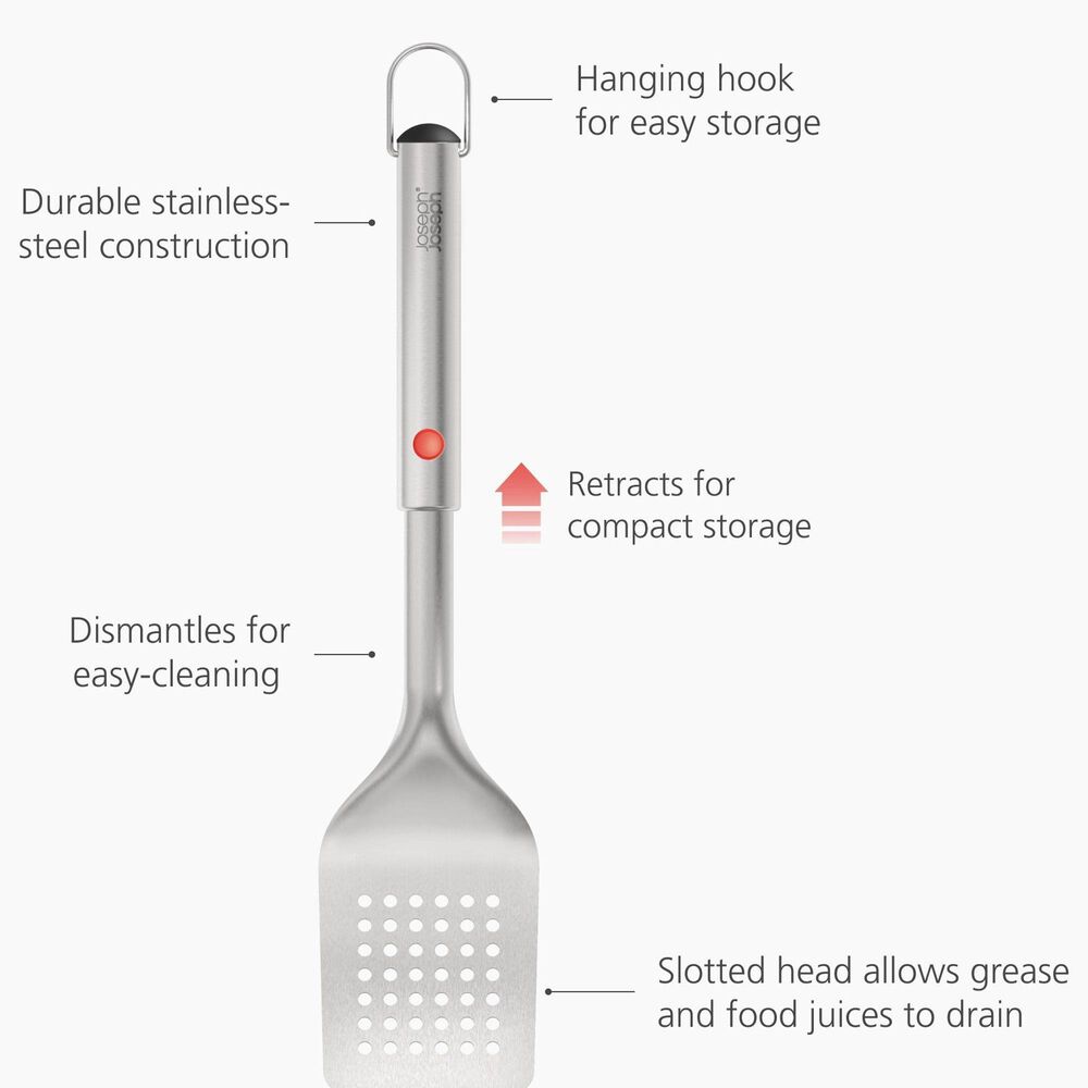 Joseph Joseph GrillOut BBQ Turner with Retractable Head in Stainless Steel, , large