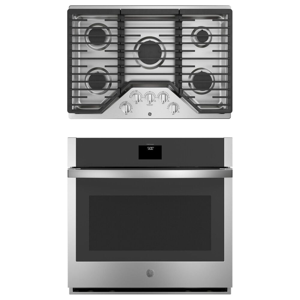 GE Appliances 2-Piece Kitchen Package with 30" Smart Built-In Single Wall Oven with No Preheat Air Fry and Gas Cooktop in Stainless Steel, , large