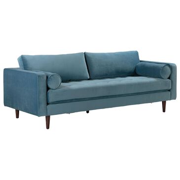 Tov Furniture Cave 88" Stationary Sofa in Dusty Blue Velvet, , large