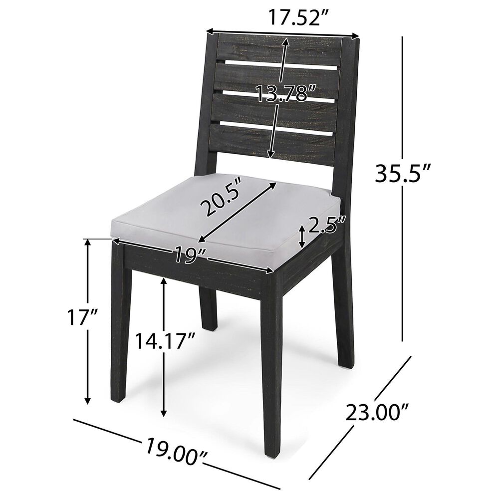 Hearth and Haven Outdoor Armless Dining Chair with Dark Gray Frame in Light Gray (Set of 2), , large