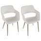 LumiSource Margarite Arm Chair with White Faux Leather Cushion in Gold (Set of 2), , large