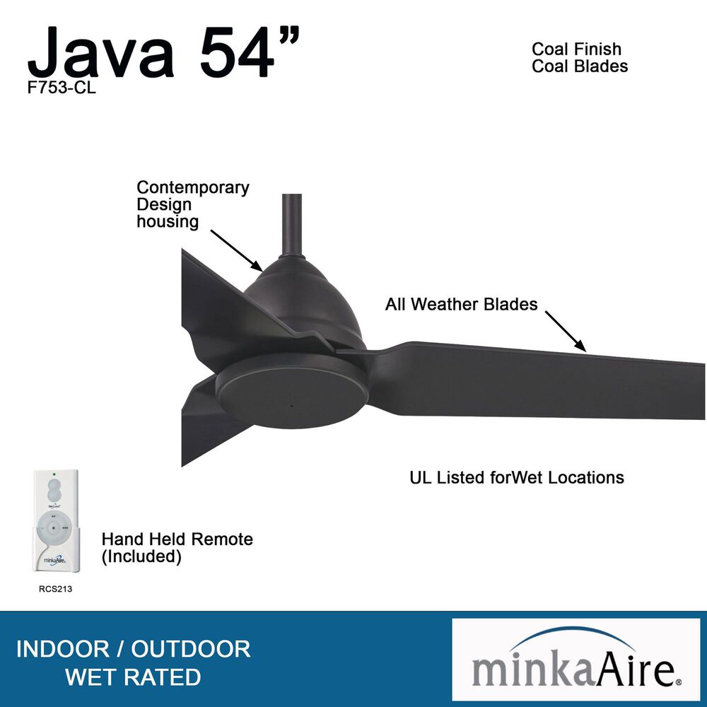 Minka-Aire Java 54" Ceiling Fan in Coal, , large