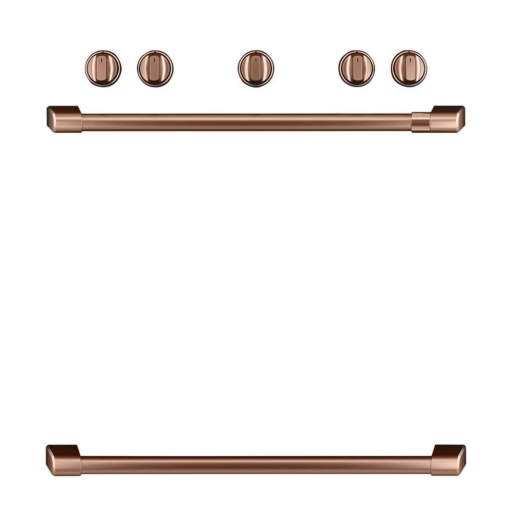 Cafe Handle and 5 Knob Kit for Freestanding Range in Brushed Copper, , large