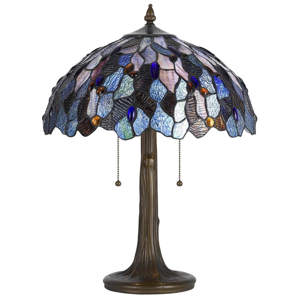 Cal Lighting 22.5" Tiffany Table Lamp in Antique Brass, , large