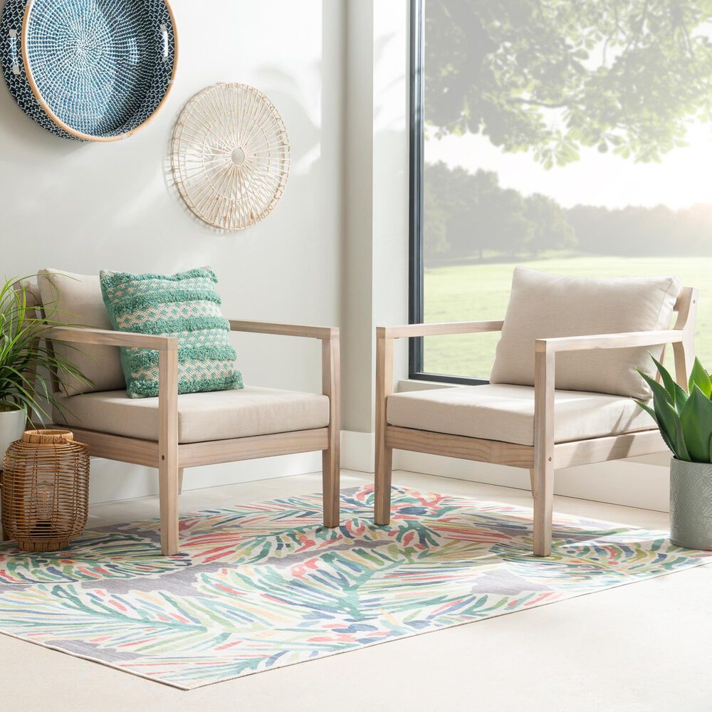 Linon Home Decor Teagon Patio Arm Chair in Beige (Set of 2), , large