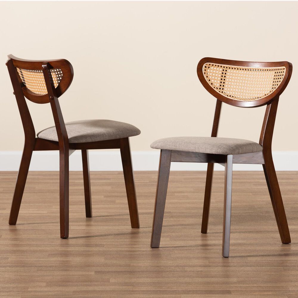 Baxton Studio Dannell Side Chair in Walnut Brown and Light Brown (Set of 2), , large